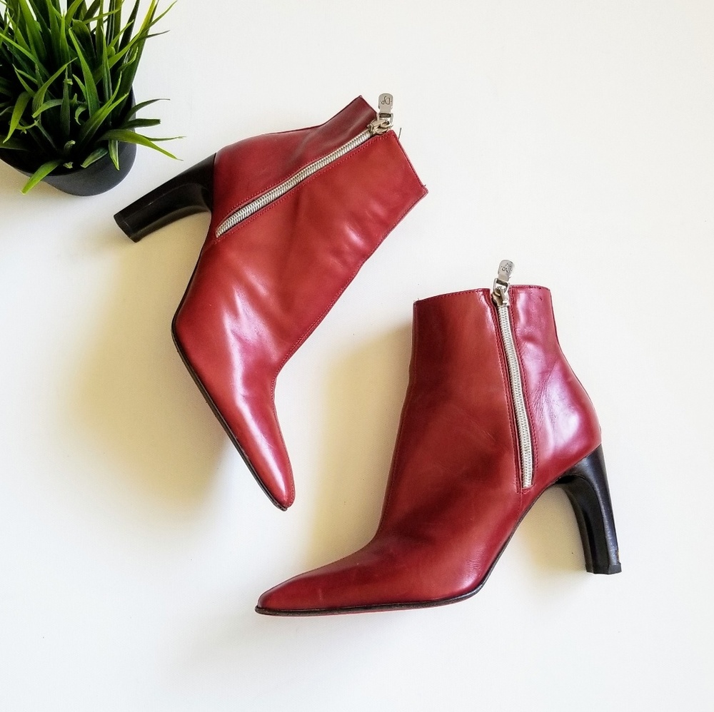 Donald J Pliner Red Leather Ankle Boots